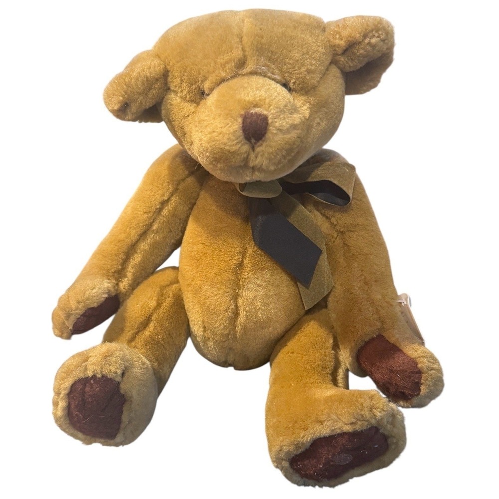 Ganz Heritage Collection Graham Teddy Bear Brown Plush Velvet Bow H2211M Vintage